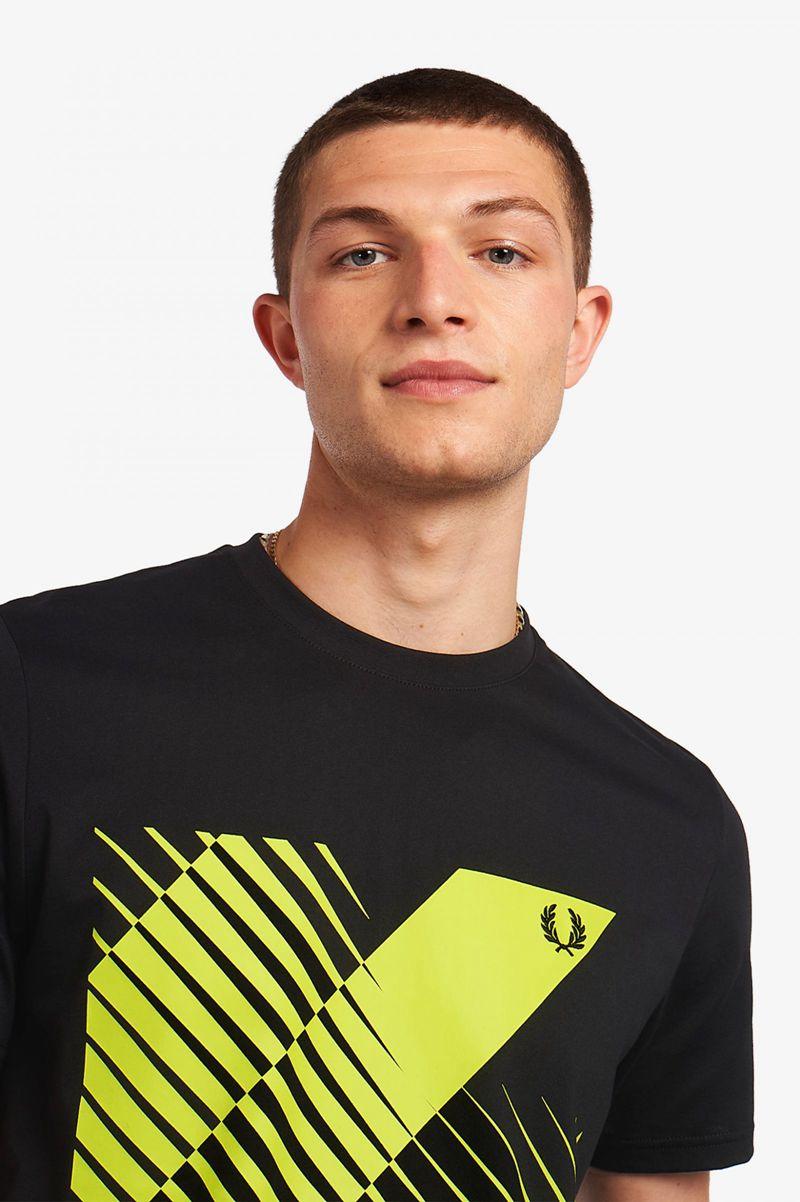 Black Fred Perry Sound Wave Graphic Men's T Shirts | PH 1765LISH